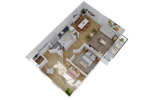 Floor plan for 2 beds, 1 bath, 953 sqft